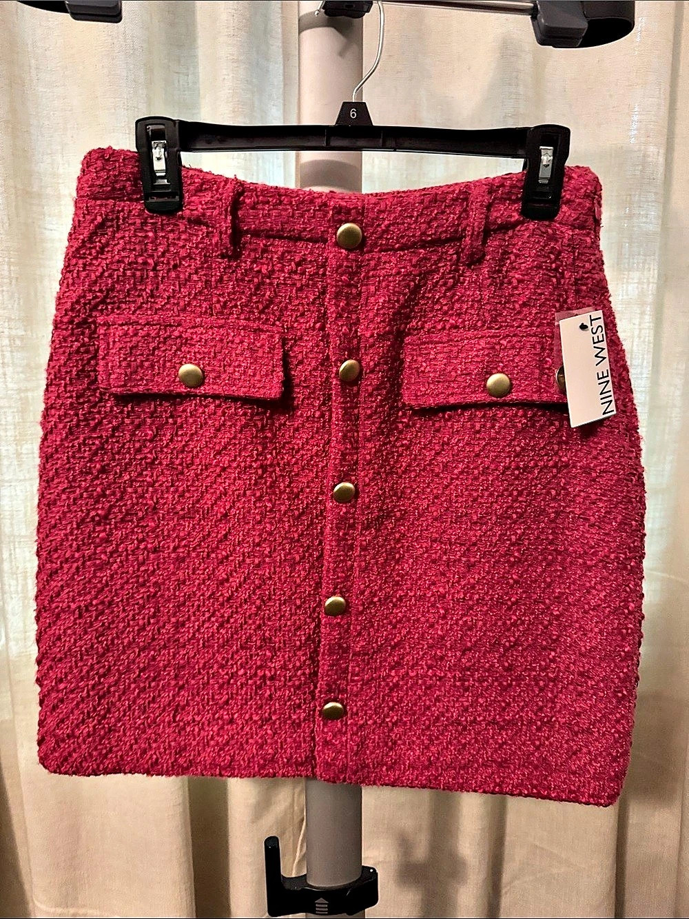 NWT Nine West Tweed Mini Skirt in Pink Size Medium